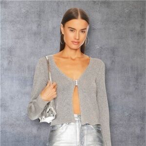 FREE PEOPLE 1122 Emmaline Cardi Gray Cropped Cardigan Sweater